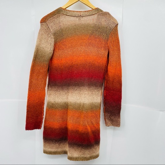 J. Jill Red Orange Ombre One Button Wool Blend Sweater Cardigan XS - Picture 2 of 7